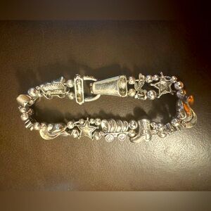 Vintage Country Themed Silvertone Slider Bracelet